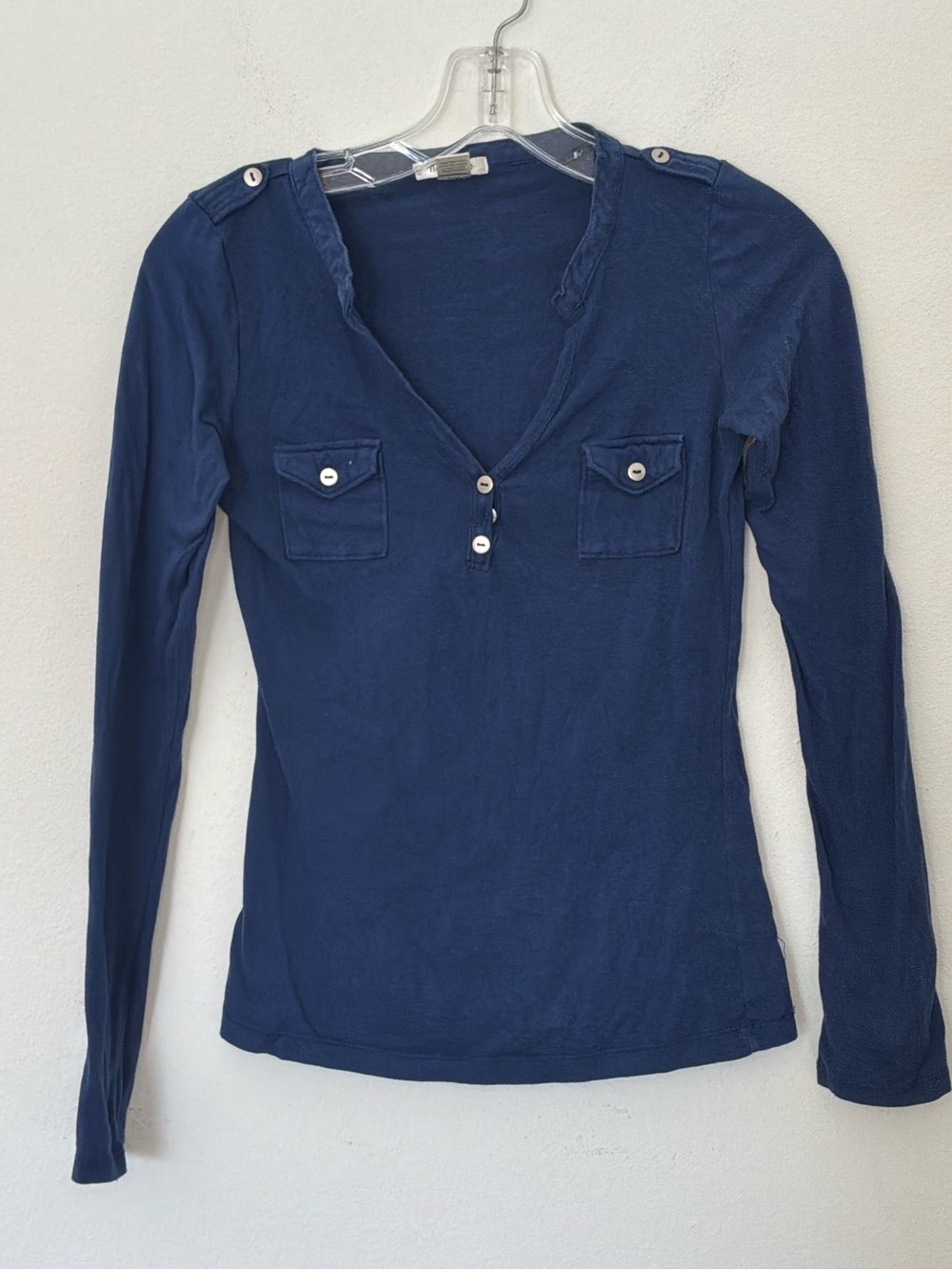 Bozzolo Navy Long Sleeve Henley Top Women’s Size Small